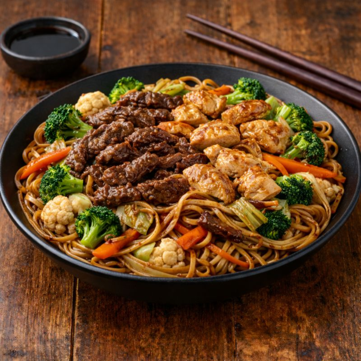 Yakisoba Misto (Carne e Frango)